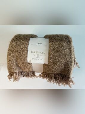 Threshold Studio McGee Brown Taupe Fringe Throw Blanket
